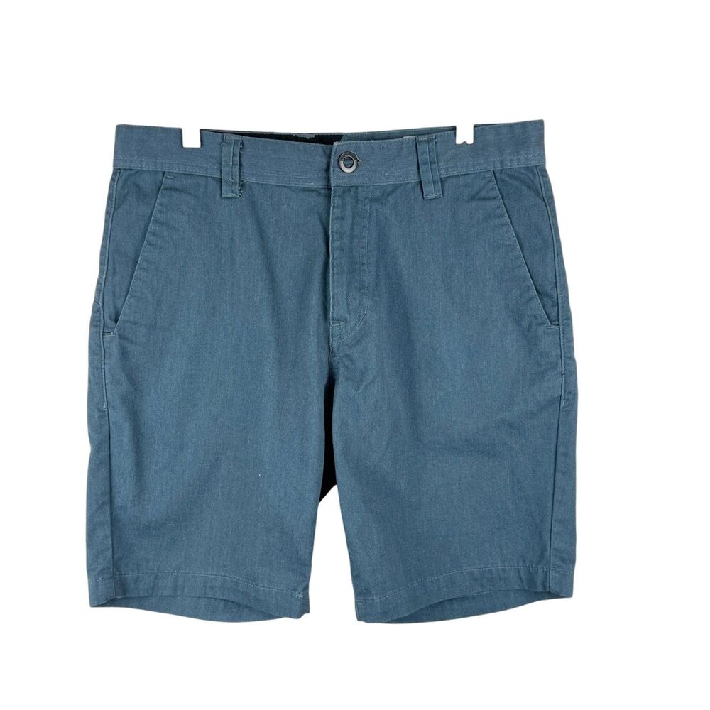 Volcom Shorts Men 33 x 8 Blue Flat Front Chino Hybrid Casual Walking Bottoms